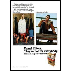 1971 Camel Filters Cigarettes Vintage Print Ad Yogi Yoga Headstand Wall Art
